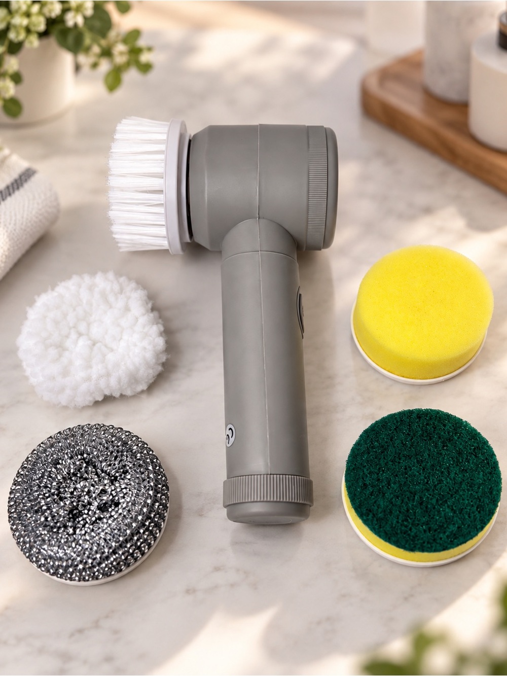 5-in-1 Rechargeable Electric Cleaning Brush with Attachments